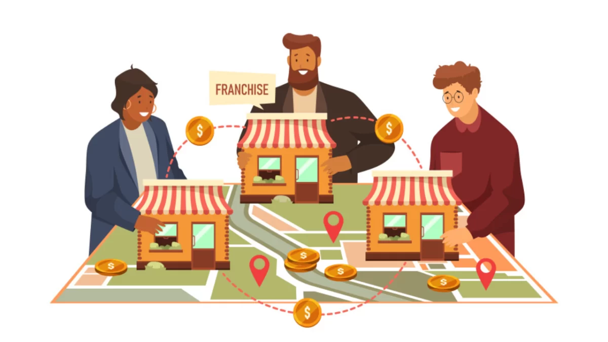 image of an illustration showing franchise business.
